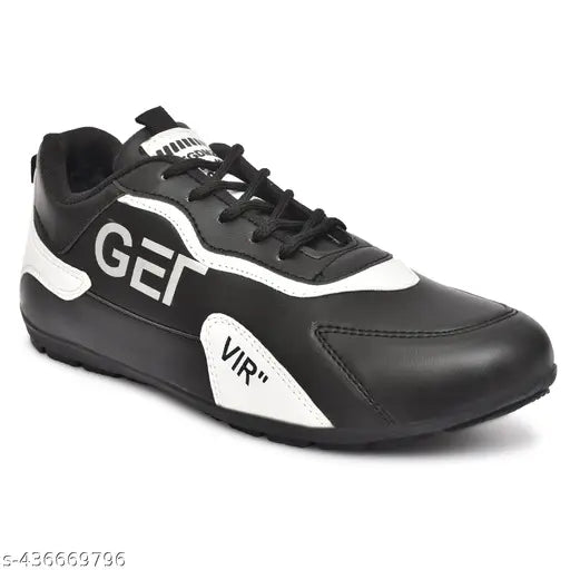 Black men's sports shoes by 21290, stylish athletic footwear with breathable mesh and comfortable sole for active wear.