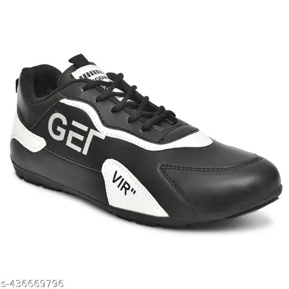 Black men's sports shoes by 21290, stylish athletic footwear with breathable mesh and comfortable sole for active wear.