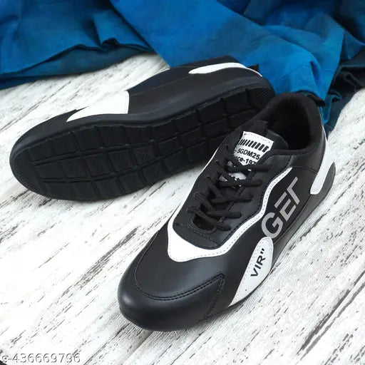 Black men's sports shoes from the 21290 brand, featuring stylish design and athletic sole suitable for active wear.
