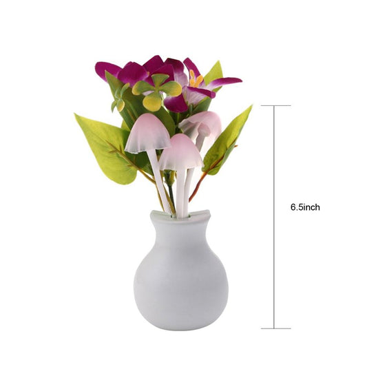 Multicolor mushroom night light by Wukusy with 217 LED bulbs and auto on/off sensor, resembling a dreamy flower shape.