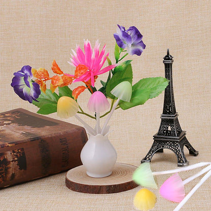Wukusy 217 LED mushroom night light with multicolor glow, sensor auto on/off, decorative flower-shaped lamp for cozy lighting