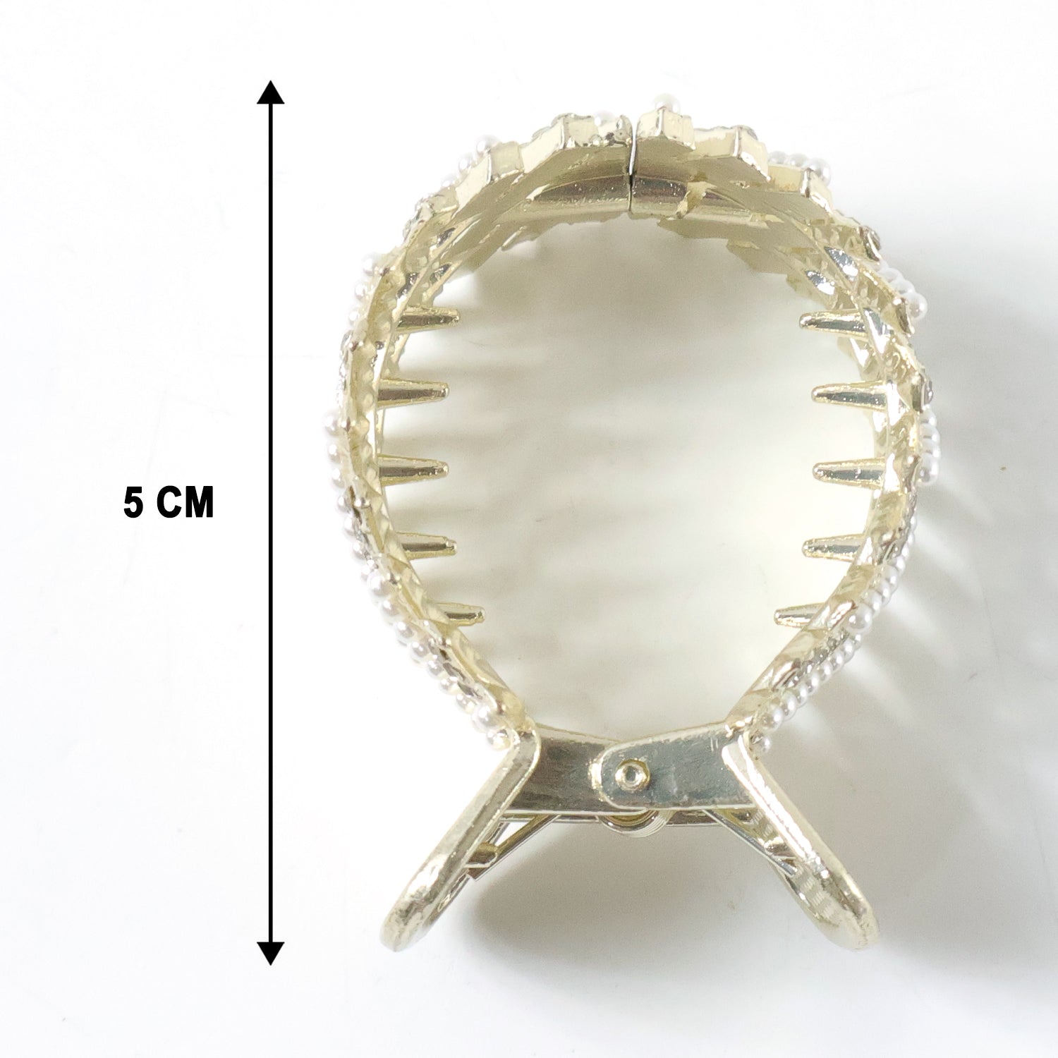 Wukusy premium pearl studded metal hair claw clip with elegant design for secure hair styling