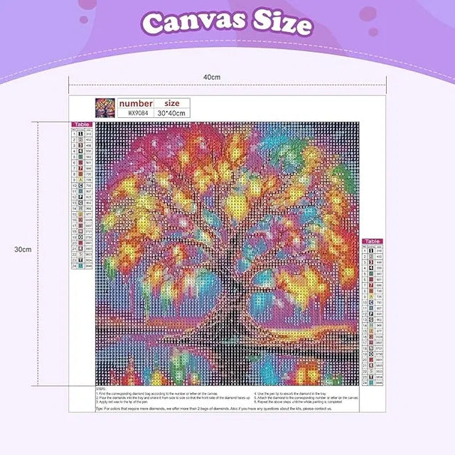 3D diamond art painting kit for adults and beginners featuring a 5D tree design, by 22123, includes diamond mosaic and tools.