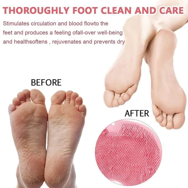Silicone multiuse body and foot scrubber brush in blue for exfoliating and cleaning skin during bath or foot care routines.