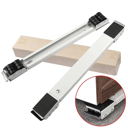 Heavy-duty expandable appliance rolls with 24-wheel base stand, durable hand tool for appliance transport and maintenance.