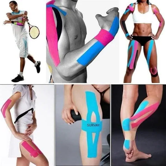 Kinesiology Tape Adhesive joint wrap by 22123 for muscle pain relief, shown wrapped around a shoulder for support and therapy.