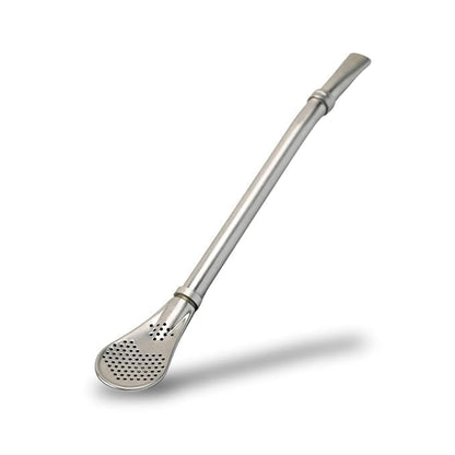 22123 2-in-1 straw filter spoon for sipping and filtering liquids, with a built-in strainer and ergonomic handle.