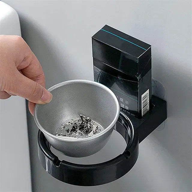 Stainless steel wall-mounted ashtray and cigarette lighter storage rack with decorative balloons theme, by 22927.