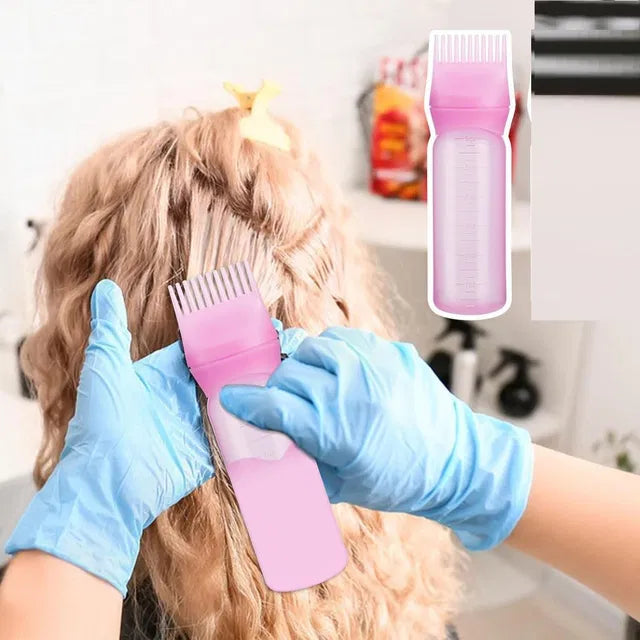 Root comb applicator bottle for hair dye and oil, 22927 hair comb with a sleek design for precise hair treatment application.