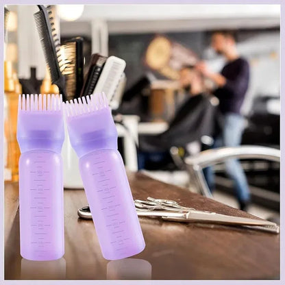 22927 root comb applicator bottle for hair dye and oil, featuring a sleek hair comb design for precise application.