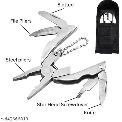 Mini portable pocket plier keychain hand tool kit by 22927, compact multi-tool with pliers and accessories for on-the-go use.