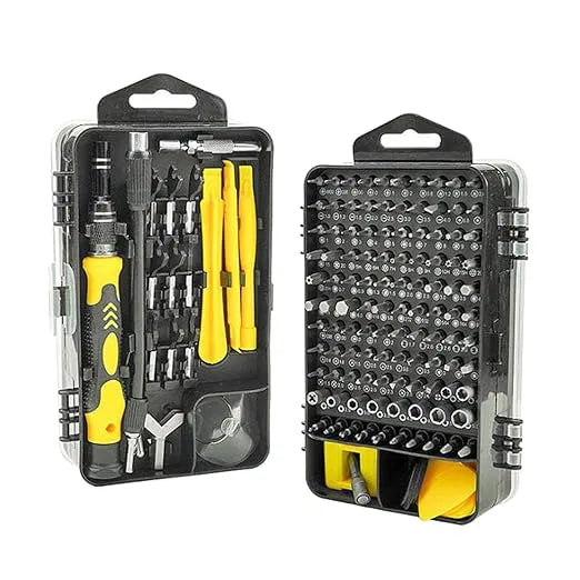 22927 screwdriver repair tool kit with case, includes various screwdrivers and bits for household and electronics repairs