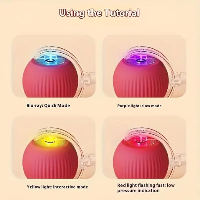 Colorful cat toy ball for indoor cats with tail and bird sound, USB rechargeable, automatic rotating feature, by 22927.