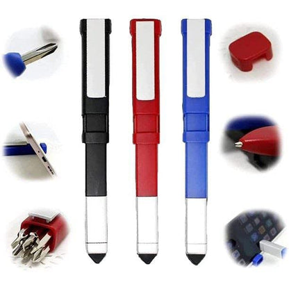Pen-shaped phone holder with built-in screwdriver set, multifunction 6-in-1 tech tool organizer by 22927 for convenient device management.