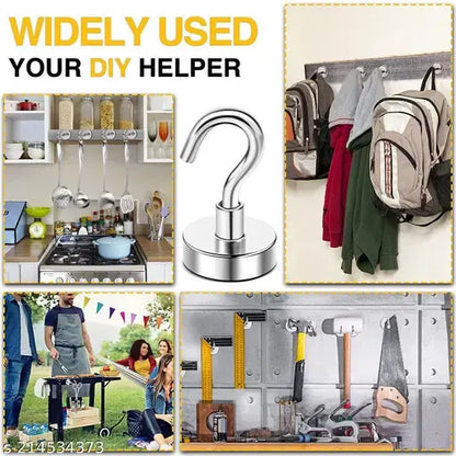 Set of six magnetic wall hooks by 22927, ideal for hanging kitchen, office, classroom, or garage items with strong magnetic grip.