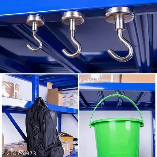 Set of 6 magnetic wall hooks from 22927, ideal for hanging tools, kitchen utensils, or classroom supplies on metal surfaces.