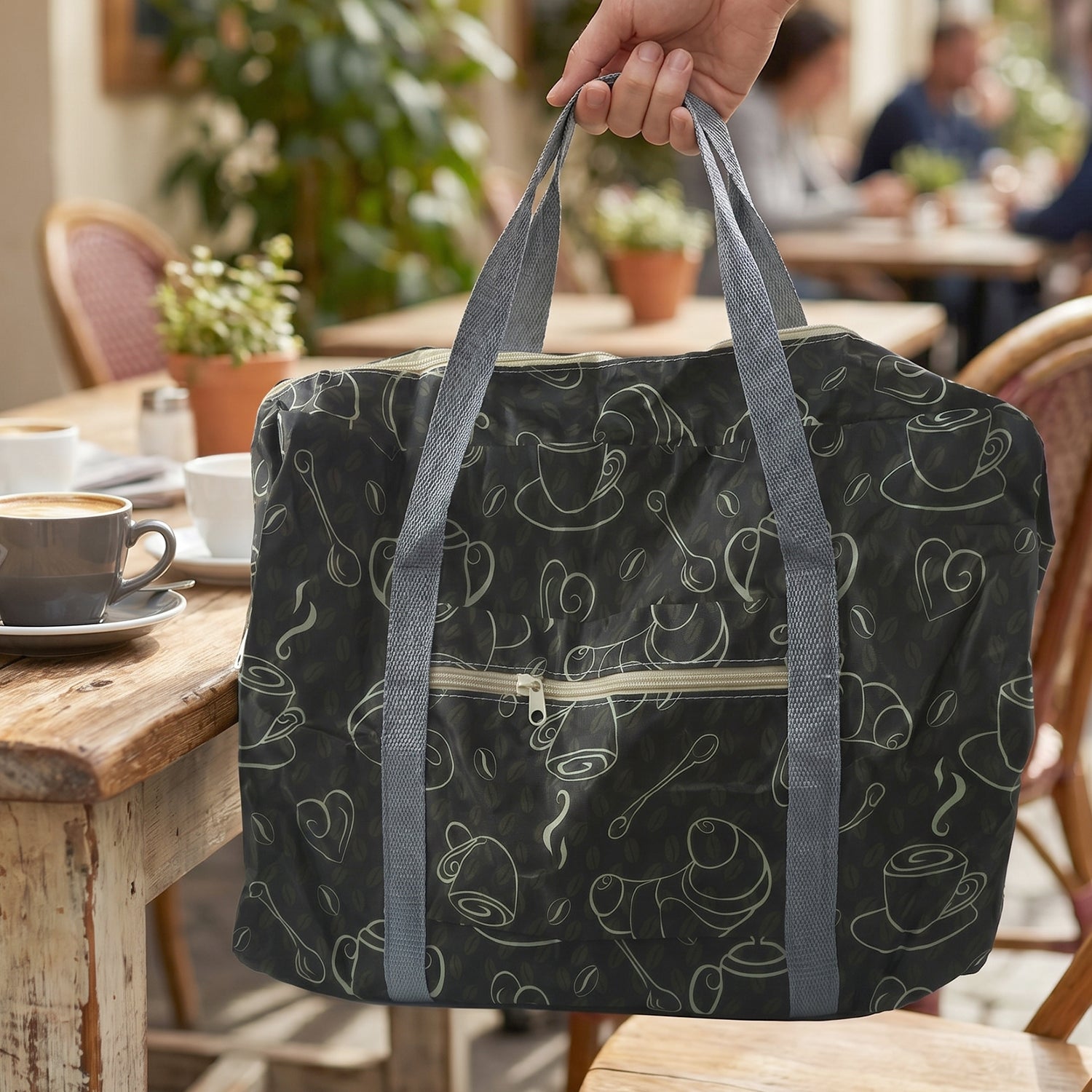 Wukusy foldable storage bag in black with handles, 45x30cm travel organizer for clothes, toiletries, or accessories.
