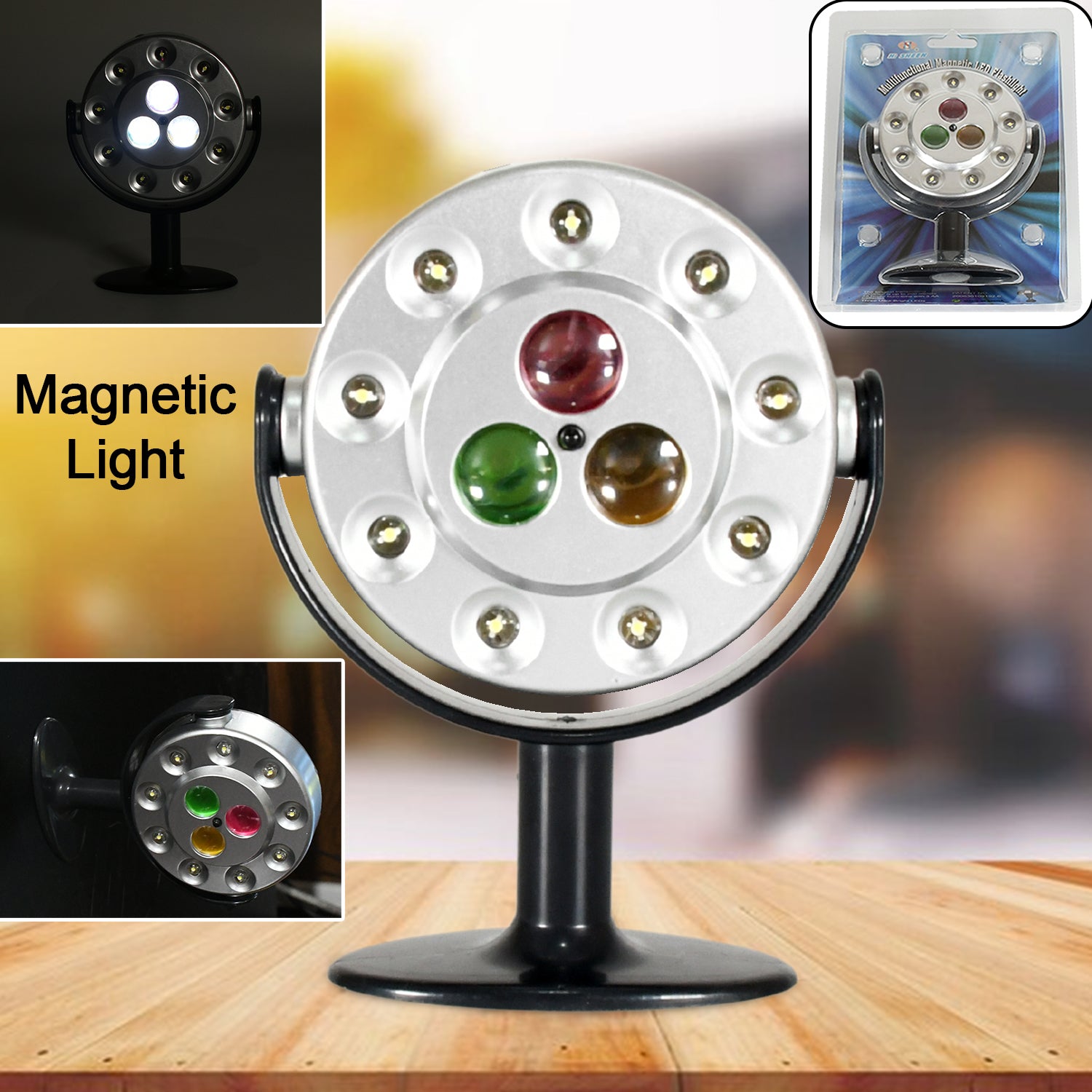 Wukusy multifunctional magnetic LED flashlight with three ultra-bright LEDs, waterproof design, battery operated, used for home decor.