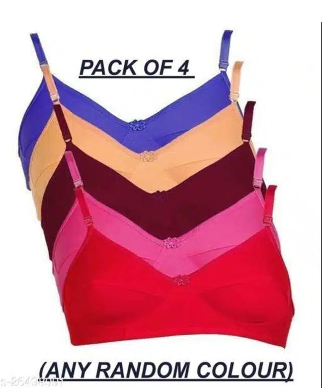 Assorted soft women's bras in 32B size from brand 23104, pack of four, featuring comfortable fabric and supportive design.