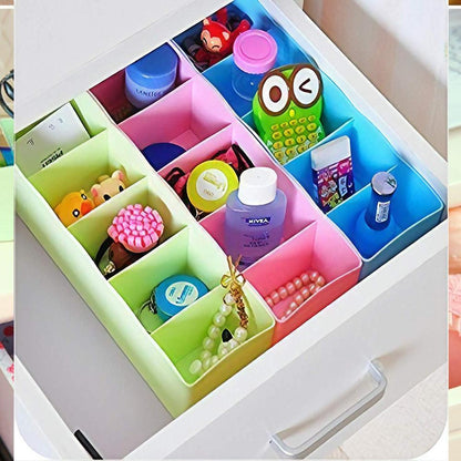 Wukusy 2-pack sock and underwear storage boxes with 5 compartments, ideal for organizing socks, handkerchiefs, and underwear in drawers.