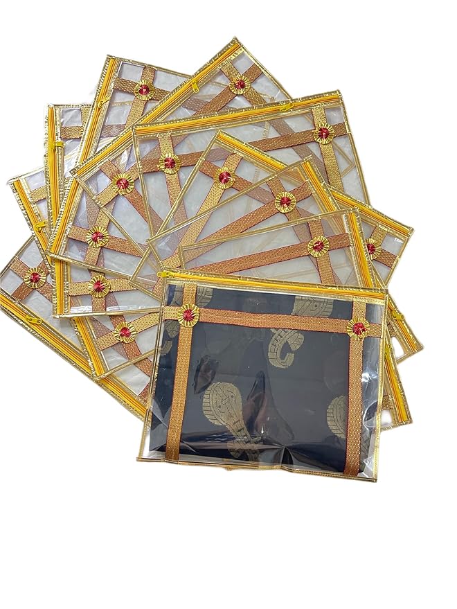 Multicolor saree and suit cover bags for storage with secure zipper closure, set of 6 utensil holders and organizers.