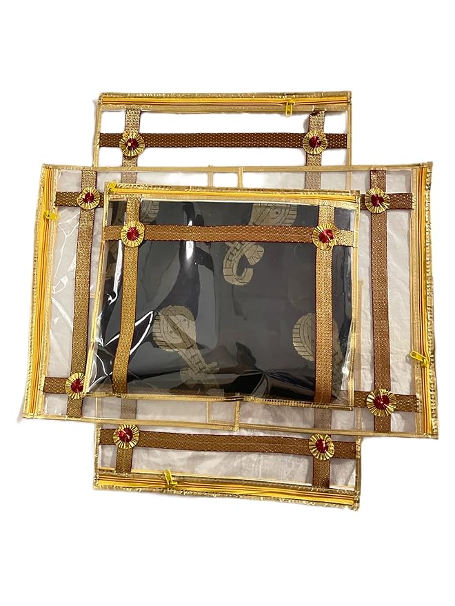 Set of six multicolor saree and suit cover bags with secure zipper closure, ideal for storage and organization.
