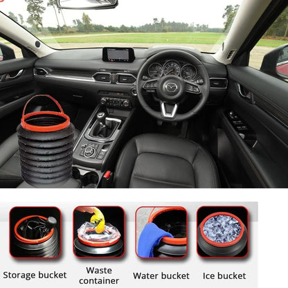Wukusy 4L foldable car trash can storage organizer with collapsible design and secure lid for vehicle cleanliness.