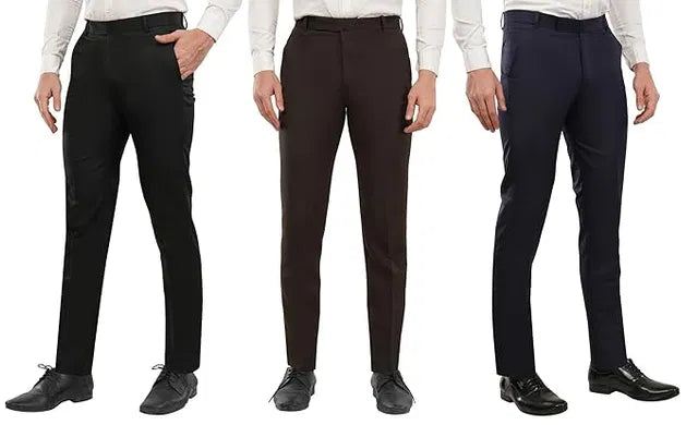 Black cotton blend boys' trousers for men, pack of 3, comfortable casual pants from 2398