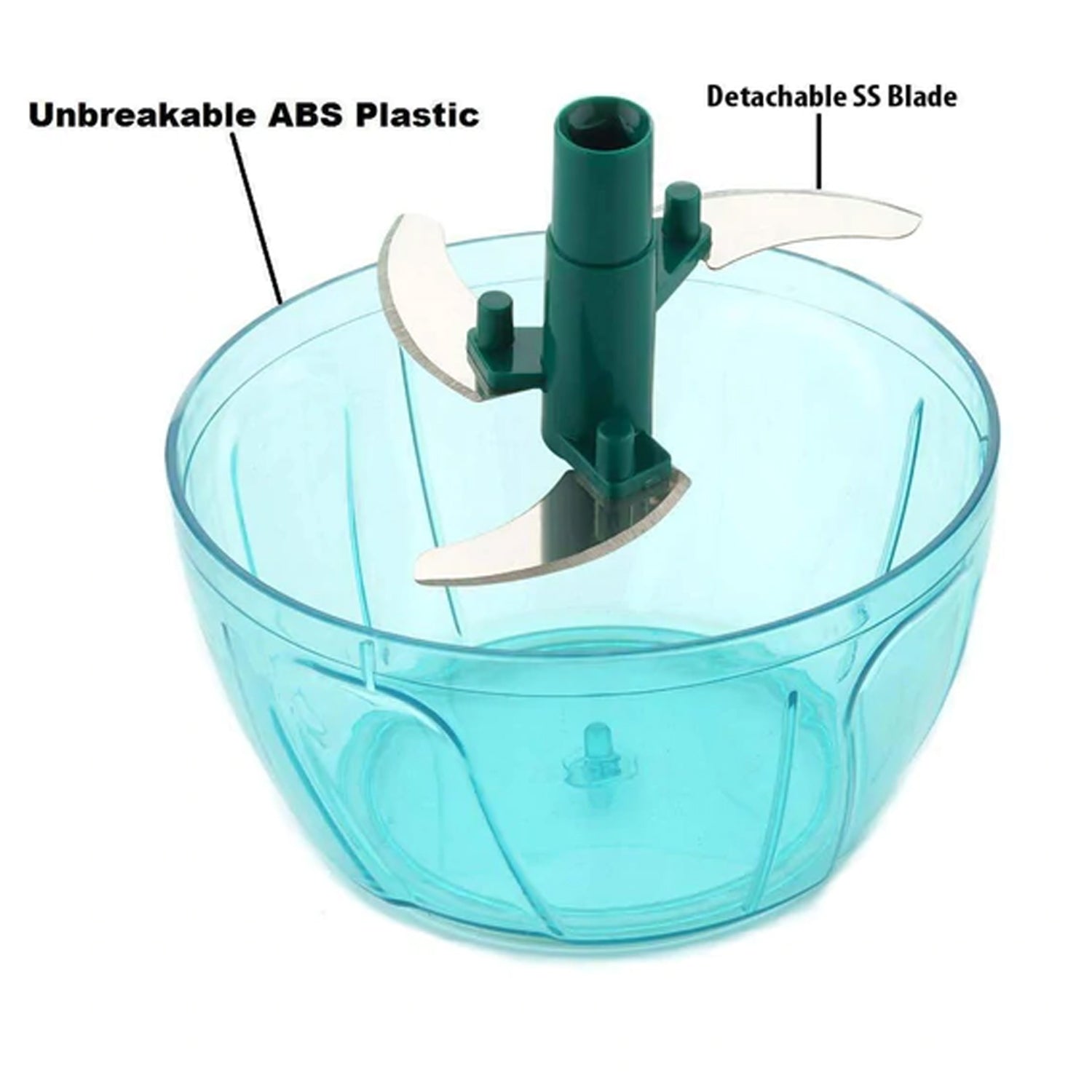 Wukusy 5959 Handy Mini Plastic Vegetable Chopper with three blades for onions, vegetables, kitchen prep, compact and easy to use.