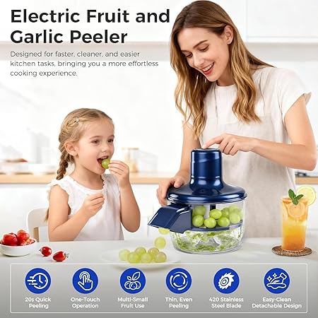 Drpshippr automatic fruit and vegetable peeler machine for home and kitchen use, with stainless steel peeling blade and compact design.