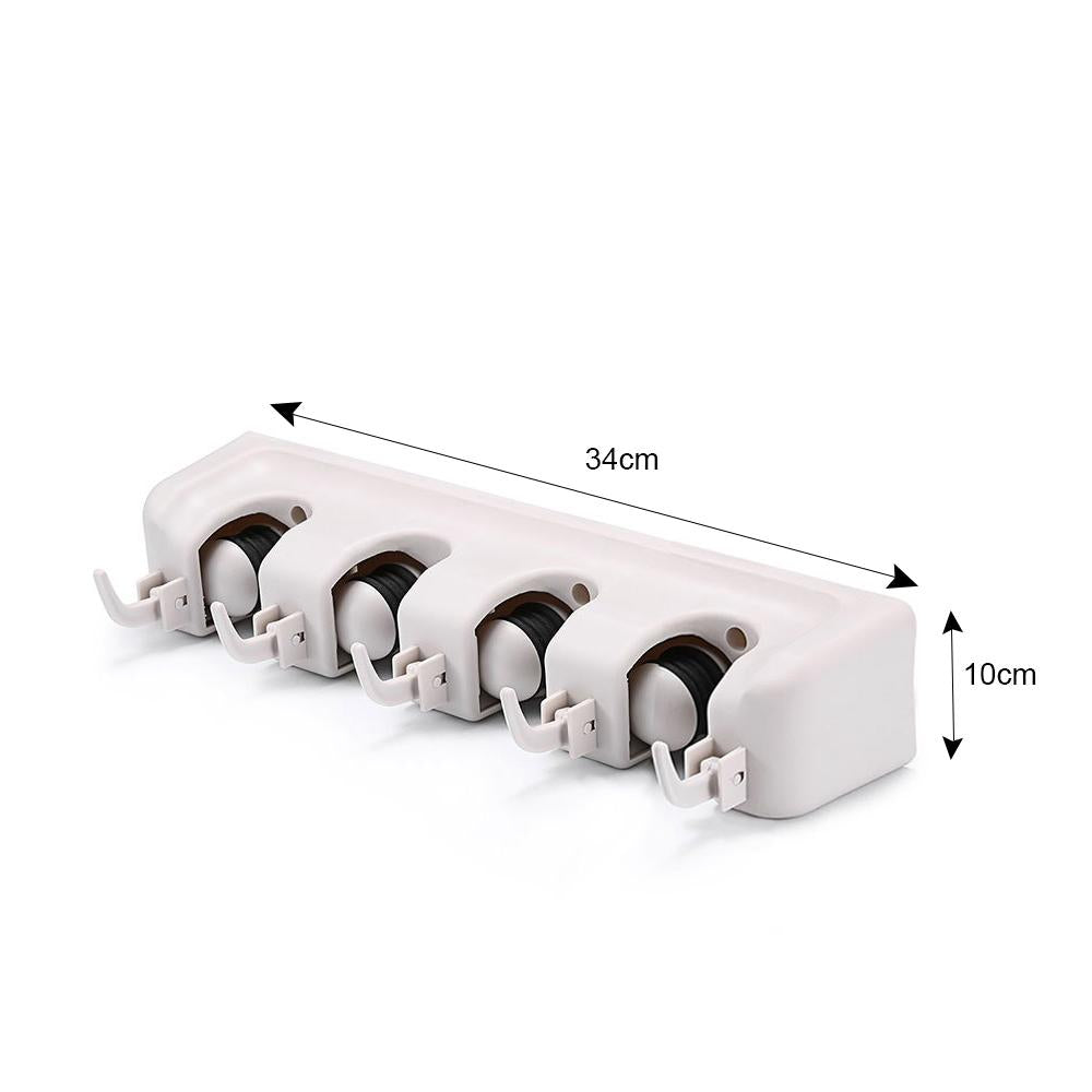 Wukusy garden tool organizer with 4-layer wall-mounted mop and broom holder, designed for multi-purpose storage.