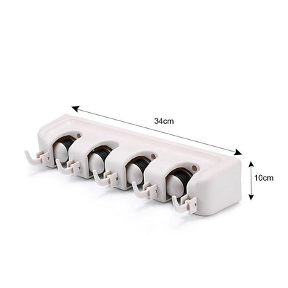 Wukusy garden tool organizer with 4-layer wall-mounted mop and broom holder, designed for multi-purpose storage.