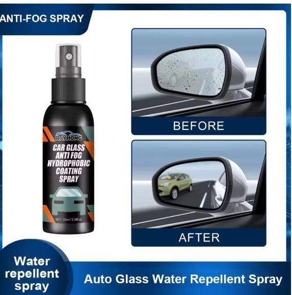 Assorted car brushes and dusters with 100 ml bottles of 24532 anti-fog hydrophobic coating for car glass cleaning and protection.