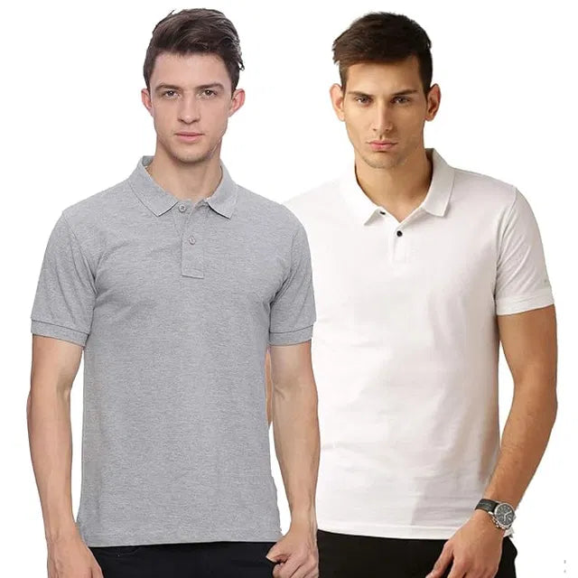 Pack of 2 multicolor Polo men's T-shirts by 24533, featuring casual short-sleeve designs in various colors.
