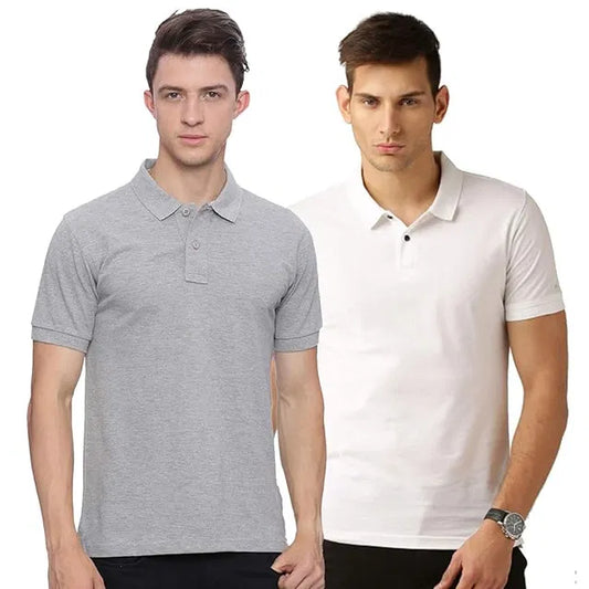 Pack of 2 multicolor Polo men's T-shirts by 24533, featuring casual short-sleeve designs in various colors.