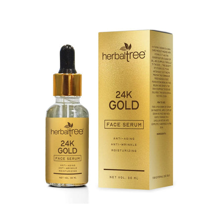 Drpshippr 24K gold face serum in a 30 ml bottle, moisturizing, anti-aging, and anti-wrinkle skincare for radiant skin.