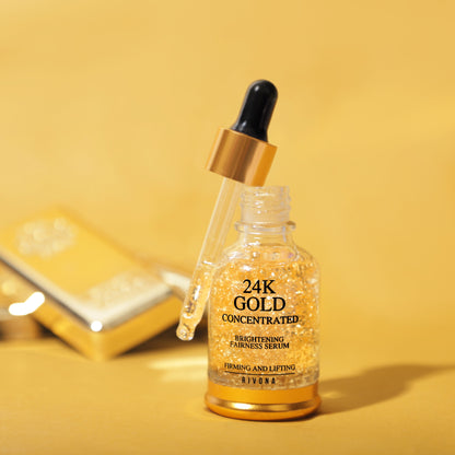 Drpshippr 24K Gold Luxury Face Serum in a elegant glass bottle, designed for radiant skin in beauty and personal care.