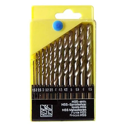 Hand tool drill bit set by 25542 for wood, iron, aluminum, and plastic; versatile drill bits for various materials.