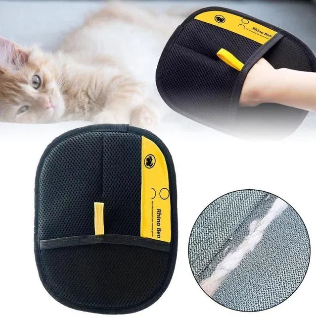 Pet Hair Removal Gloves from 25544, designed for grooming and cleaning pet beds, with textured hand surfaces for hair removal.
