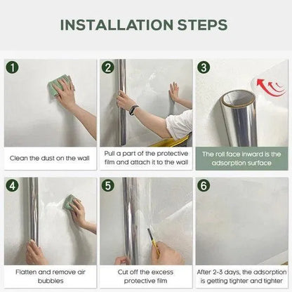 Two sheets of transparent electrostatic self-adhesive wall protection film, designed to protect walls from damage.