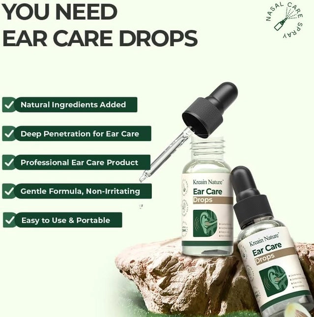 Pack of 2 ear care drops in small bottles, suitable for ear cleaning and ear health, from the 25560 brand.