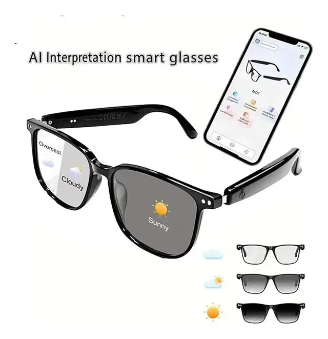 AI Interpretation Smart Cycle Glasses with photochromic lenses, language translation, AI chat, and hands-free audio for cyclists.