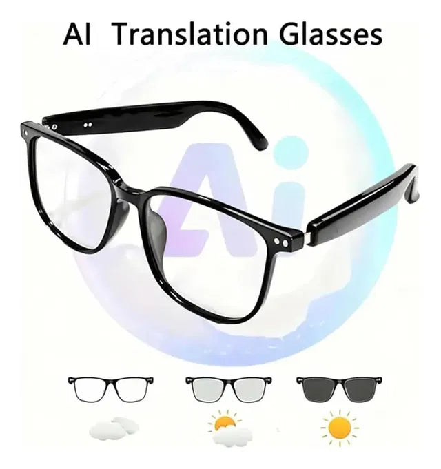 AI Interpretation Smart Glasses for cycling with photochromic lenses, language translation, AI chat, and hands-free audio.