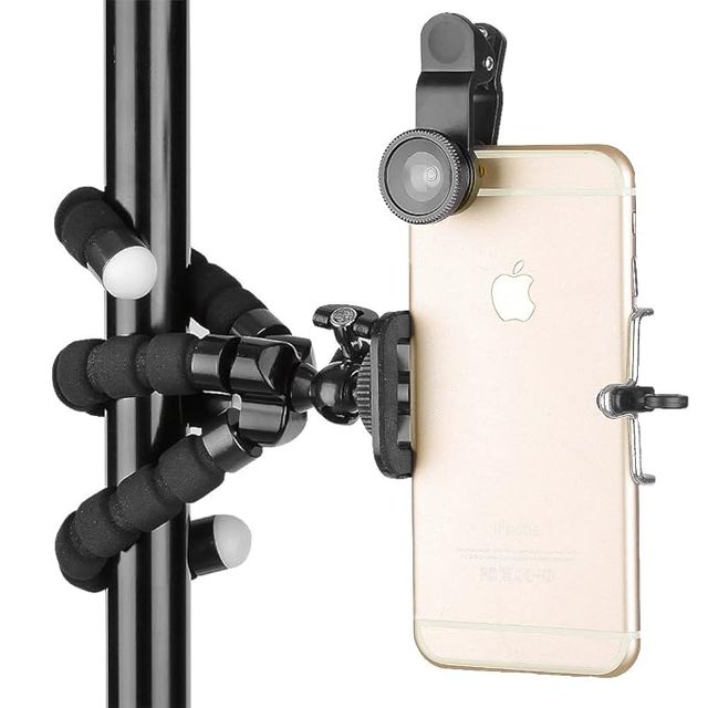 Mini flexible tripod with adjustable octopus legs by 25560, ideal for smartphones and compact cameras, shown in a ready-to-use position.
