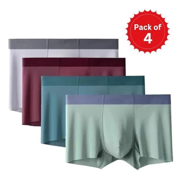 Pack of four boys' active shorts featuring Wellness Boost Japanese boxer shorts, comfortable and breathable for active wear.