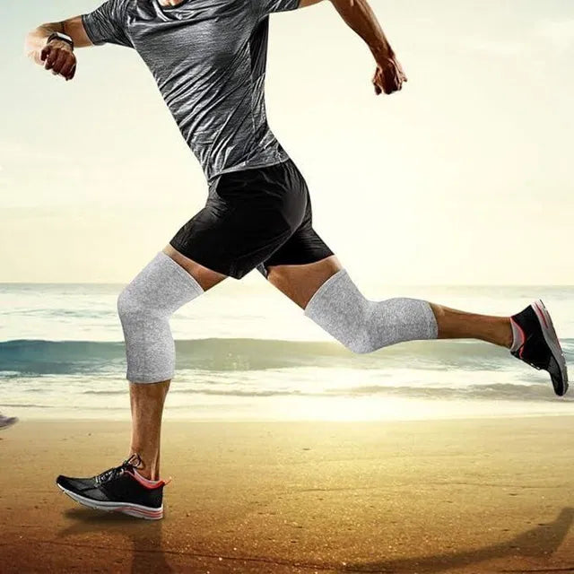 Unisex bamboo charcoal elastic warm knee sleeves, designed as arm sleeves, with a snug fit for comfort and support.