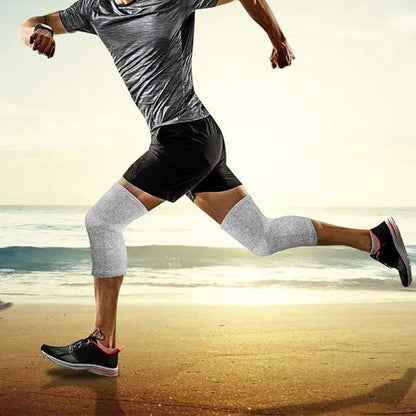 Unisex bamboo charcoal elastic warm knee sleeves, designed as arm sleeves, with a snug fit for comfort and support.