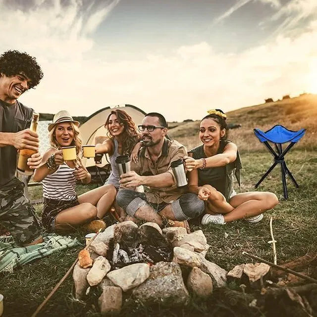 Portable mini tripod stool from 26041 camping survival kits, compact and lightweight for outdoor camping and survival activities.