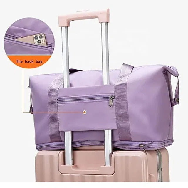 Multicolor waterproof foldable travel duffel bag from 26041, lightweight and spacious for easy packing and portability.