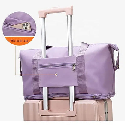Multicolor waterproof foldable travel duffel bag from 26041, lightweight and spacious for easy packing and portability.